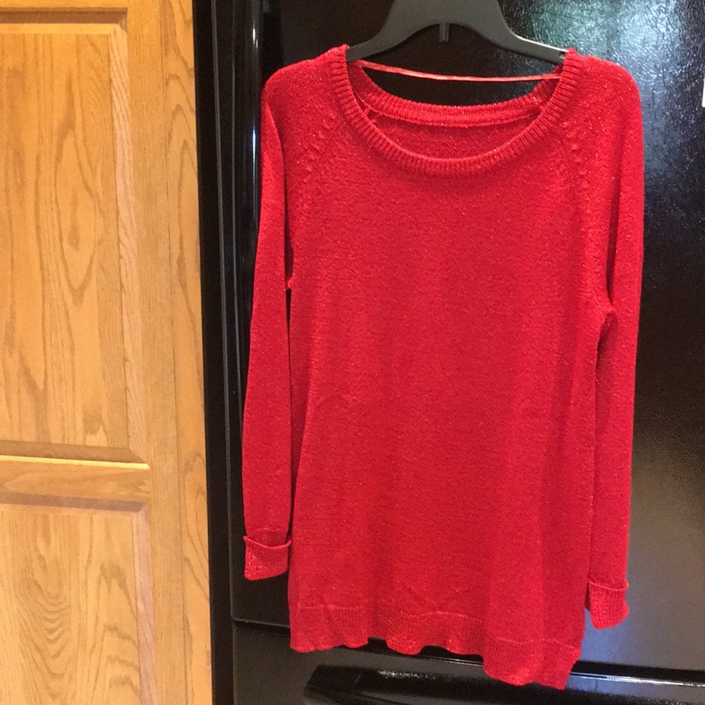Red sparkly holiday tunic sweater